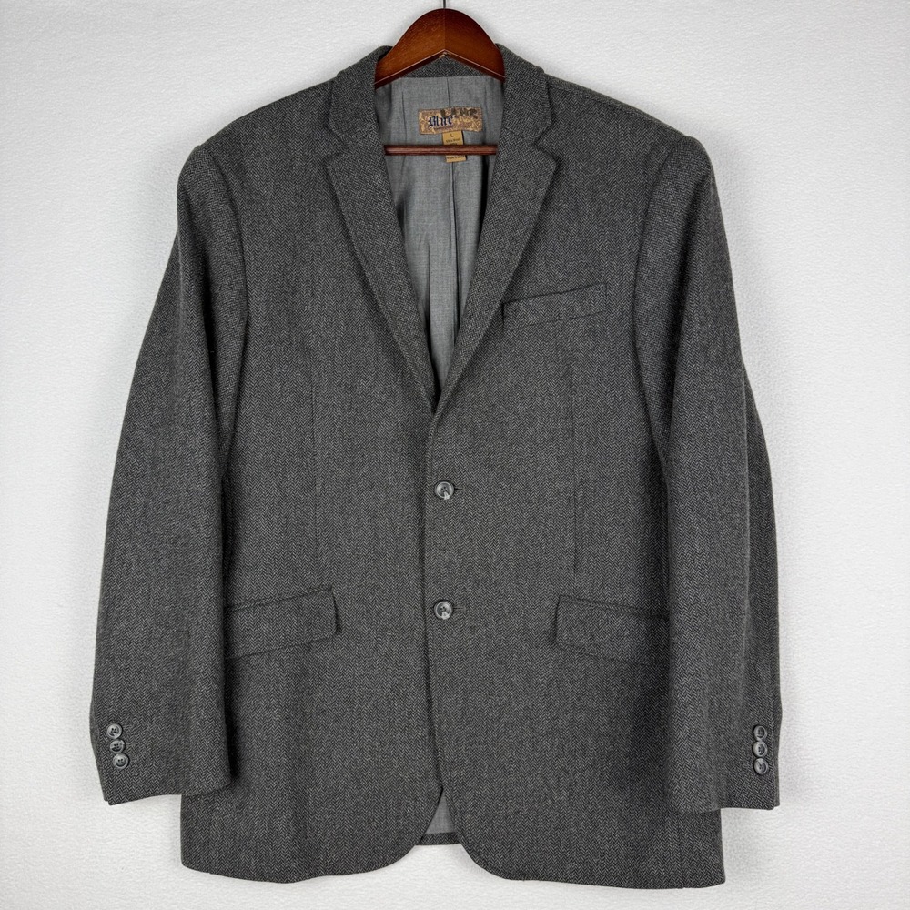 Blue Pronto Uomo Wool Blend Herringbone Blazer Jacket Mens Large Charcoal Grey